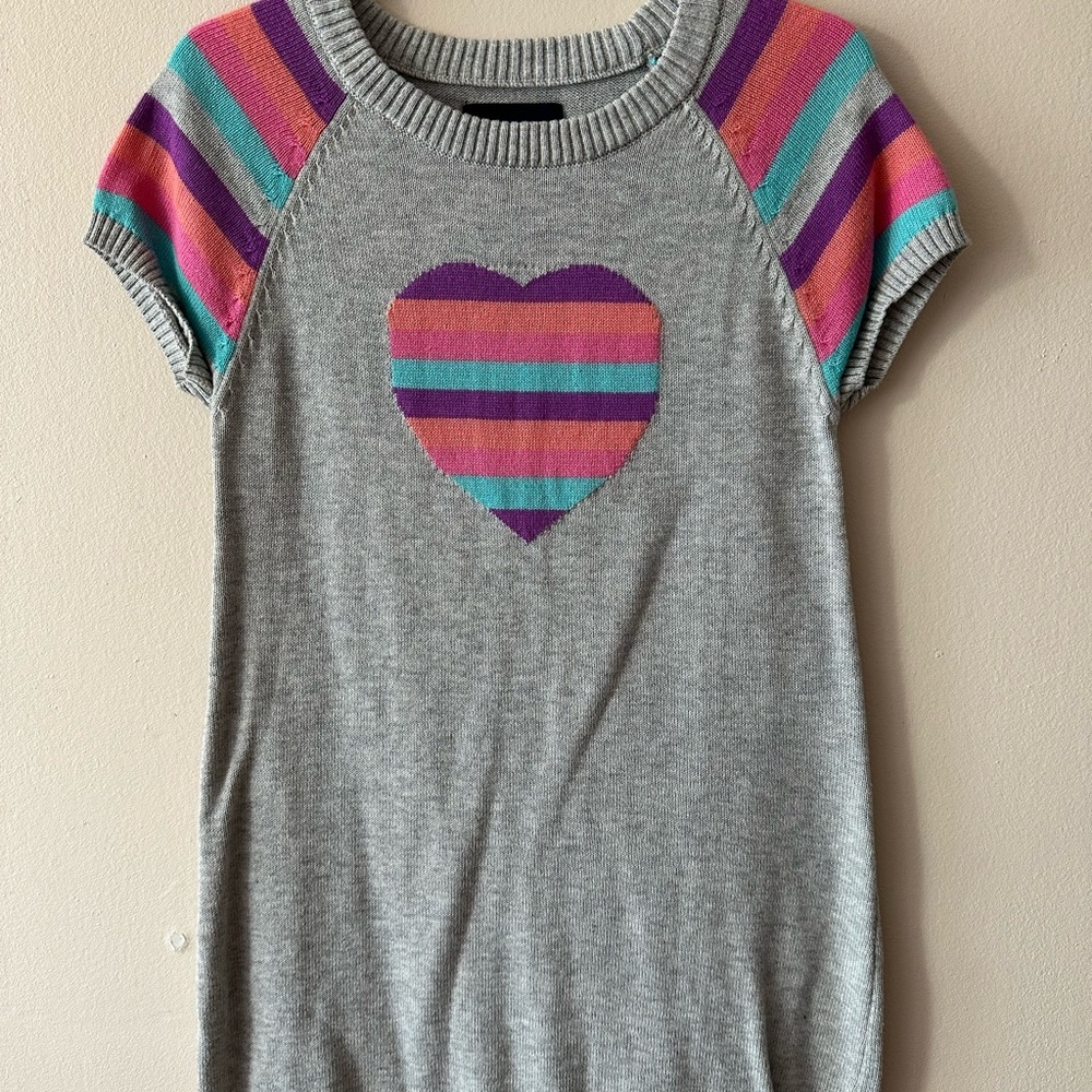 Children’s Place Gray Sweater Dress with Striped Heart